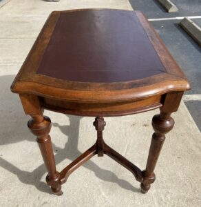 19th Century Solid Walnut Leather Top Library Table