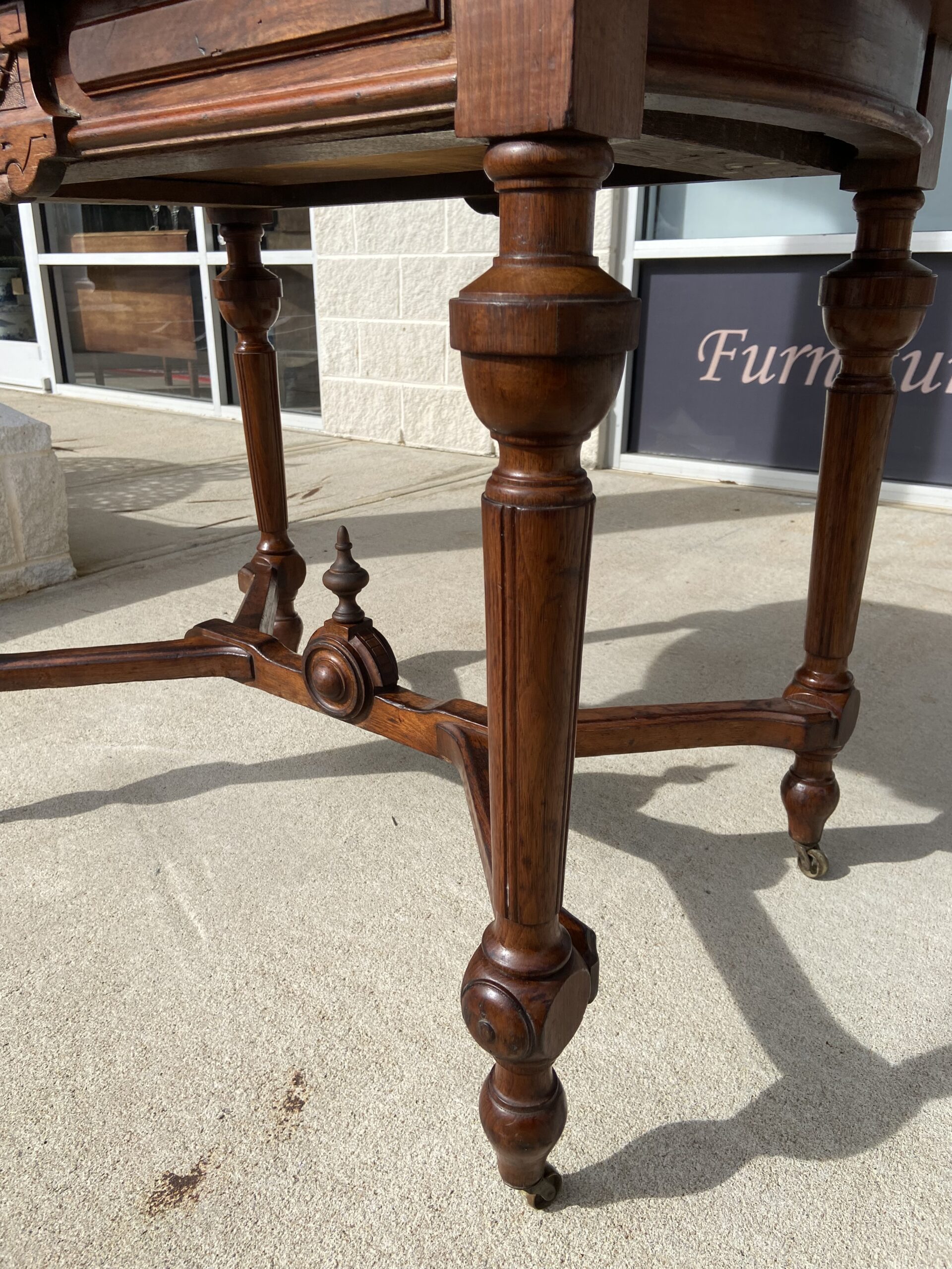 19th Century Solid Walnut Leather Top Library Table | Raleigh Furniture ...