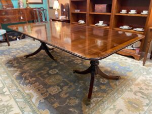 Drexel 'Bicentennial' Double Pedestal Mahogany Dining Table with Three Leaves
