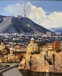 Original Very Detailed Landscape of Eastern European City of Tbilisi, Georgia on Canvas