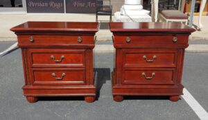 Traditional Carved Pair of Nightstands
