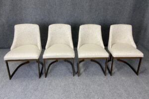 Set of 4 Upholstered Dining Chairs with Antiqued Gold Bases