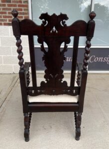 Late 1800's Solid Oak North Wind Face Accent Chair