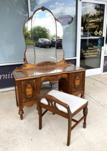 1930's Vanity with Mirror and Bench