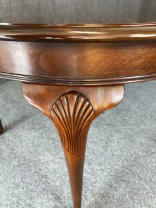 Mahogany Banded Top Dining Table with Two Leaves