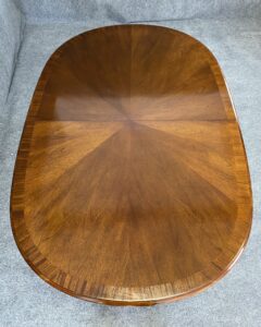 Mahogany Banded Top Dining Table with Two Leaves