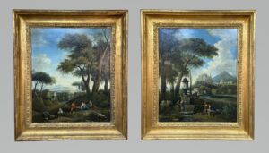 Pair of Large Oil on Canvas Paintings of Grecian Scenes