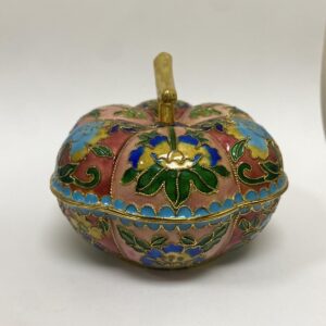 Vintage Cloisonne Pumpkin Trinket Box