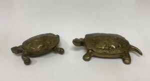 Set of 2 Vintage Brass Turtle Trinket Boxes