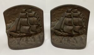 Pair of Cast Iron Clipper Ship Bookends
