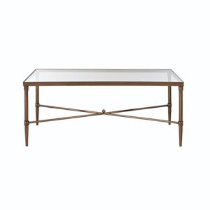 New Glass Top Coffee Table with Antique Brass Base