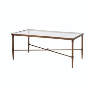New Glass Top Coffee Table with Antique Brass Base