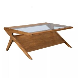 New Glass Top Coffee Table with Angular Base