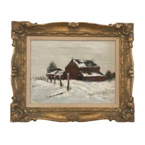 'The Old Red Barn' Original Oil on Canvas Painting