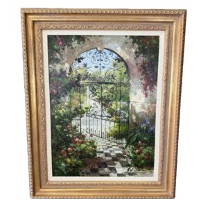 Original Oil on Canvas of Garden Gate Signed Gabriela