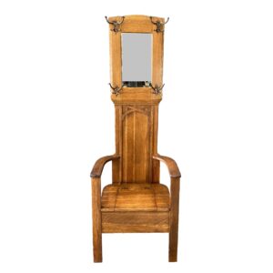 19th Century Solid Oak Hall Tree with Storage Bench