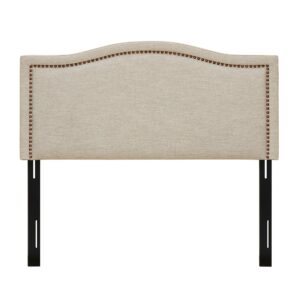 New King Size Upholstered Headboard with Bronzed Nail Head Trim