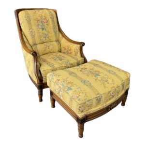 Barre Dugue French Floral Nailhead Chair & Ottoman