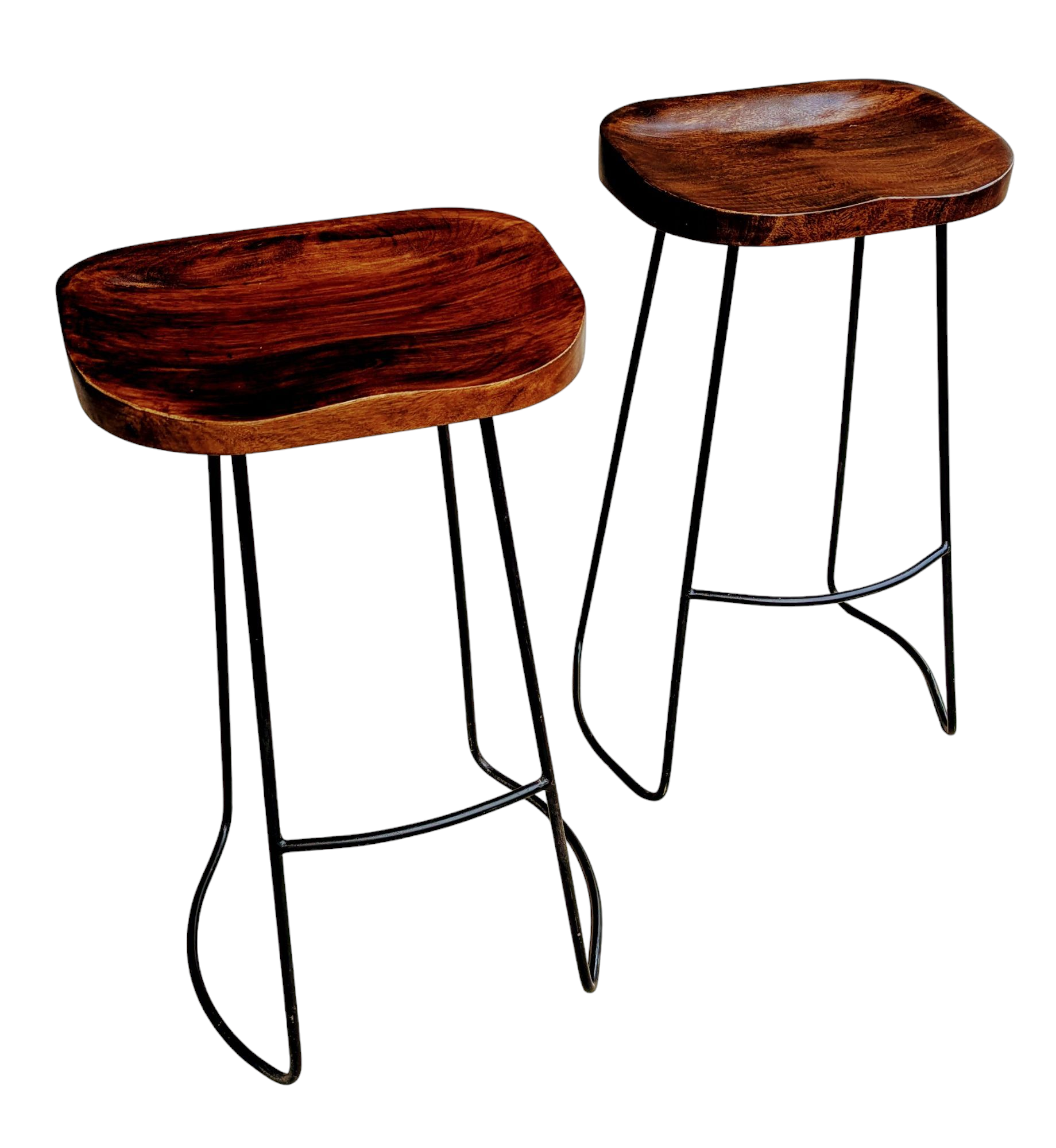 Pair Of Wood Block Bar Stools