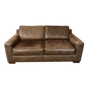 Brown Suede Loveseat with Contrast Stitching