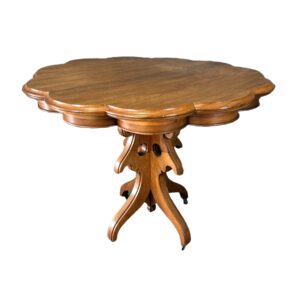 Antique Solid Cherry Scalloped Center Table