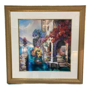 'Como Villa' Colorful Framed Print of Italian Scene by Manfred Kuhert