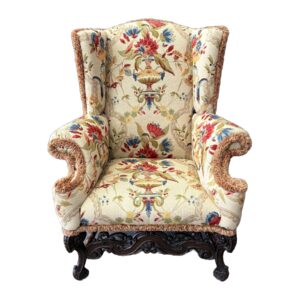 Early 1800's Wingback Arm Chair with Floral Motif