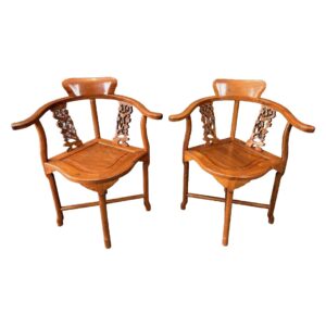 Pair of Teak Chinese Accent Chairs