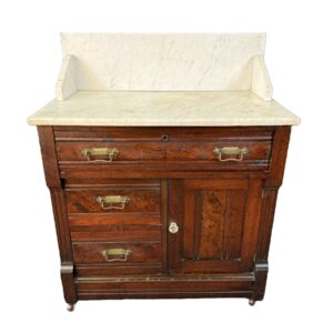 c1900 Solid Walnut Marble Top Washstand