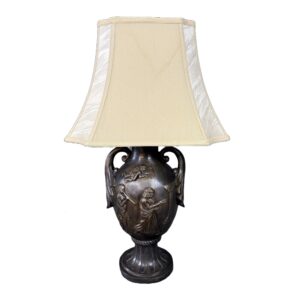 Heavy Greek Themed Metal Lamp & Shade
