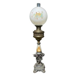 Early 1900's Onyx Hand Painted Lamp