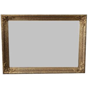 Rectangular Gold Beveled Wall Mirror with Ornate Acanthus Frame