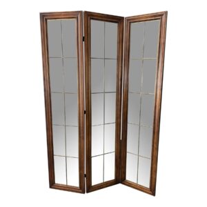 Three Panel Beveled Glass Mirrored Room Divider