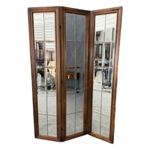 Three Panel Beveled Glass Mirrored Room Divider