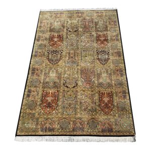 4x7 Hand-Knotted Silk and Cotton Area Rug