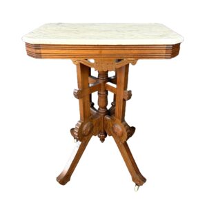 Solid Walnut Rectangular Marble Top End Table