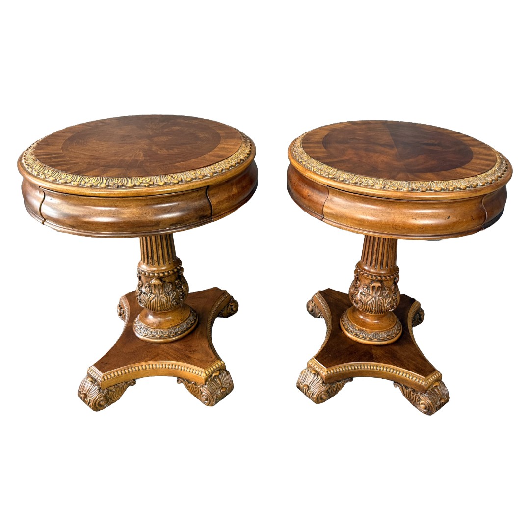 Pair of Universal Furniture One-Drawer Pedestal Side Tables
