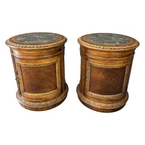 Pair of Universal Furniture Marble Top Drum Side Tables