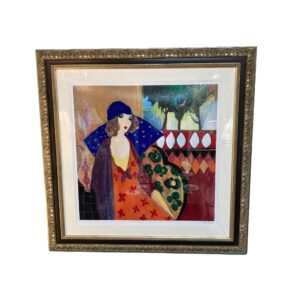 Serio-lithograph in Color by Itzchak Tarkay 'Indigo Chapeau'