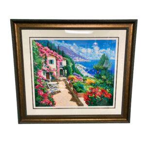 Large Signed and Numbered Seriograph in Color 'Bougainvillea Terrace' by Alex Pauker