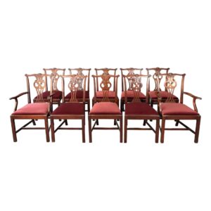 Set of 10 Vintage Solid Mahogany Dining Chairs