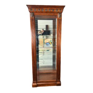 Lighted Cherry Curio Cabinet with Sliding Door