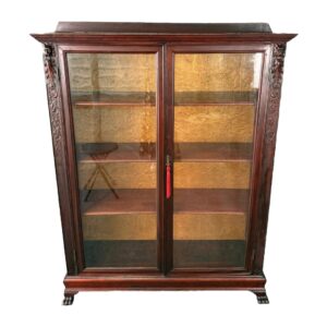 Early 1900s Two-Door Bookcase with Lion Heads
