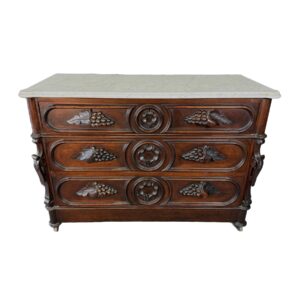 19th Century 4-Drawer Marbletop Dresser with Grape Pulls