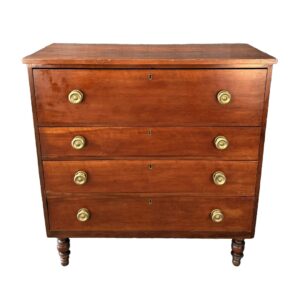19th Century Southern Made Solid Walnut Four Drawer Chest of Drawers