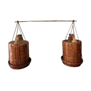Pair of Early Chinese Wedding Baskets with Handle