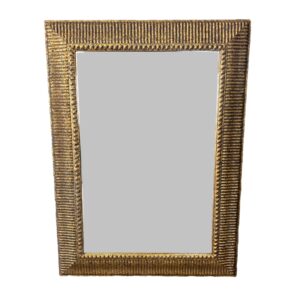 Rectangular Beveled Wall Mirror with Textured Gold Frame