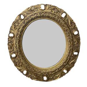 Early 1900's Carved Round Gold Gilt Mirror