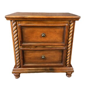 Large Pine Finish 2-Drawer Nightstand