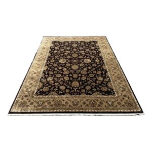 9x12 Brown Tan and Green Hand-Knotted Area Rug